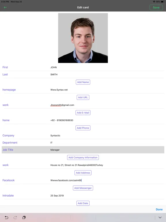 صور Business Card Reader, Scanner iPad 