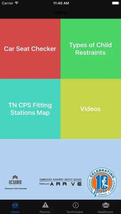TN Child Passenger Safety Screenshots