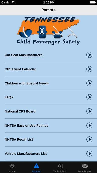 TN Child Passenger Safety Screenshots