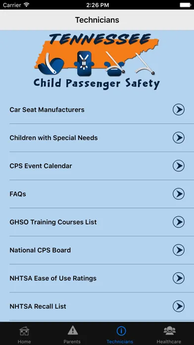 TN Child Passenger Safety Screenshots