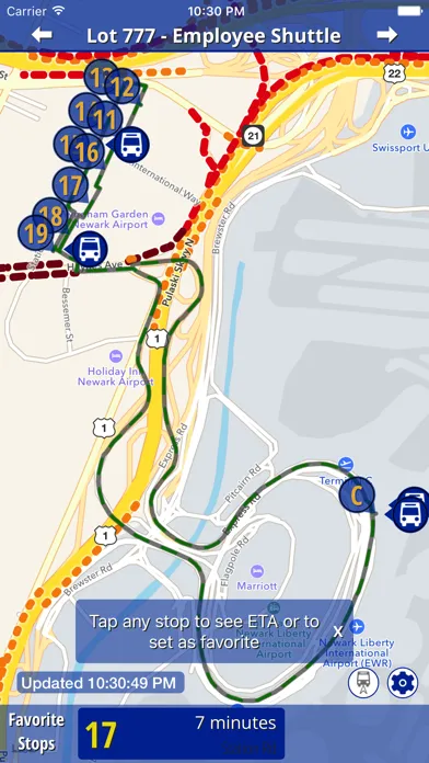 ภาพหน้าจอของ BusWhere for United Airlines