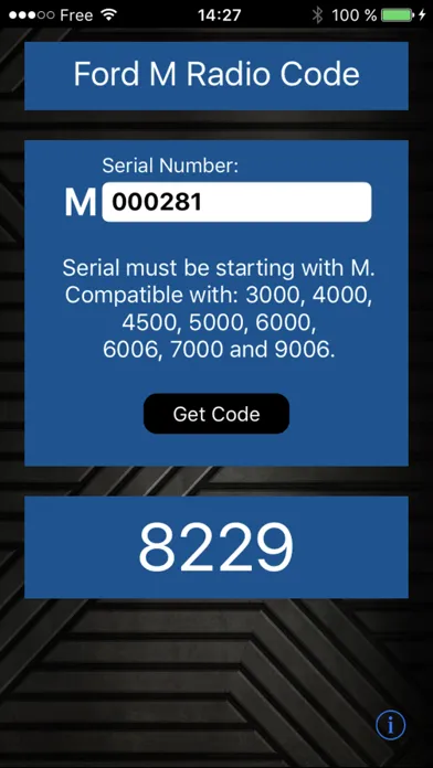 Скриншоты Ford M Radio Code Generator