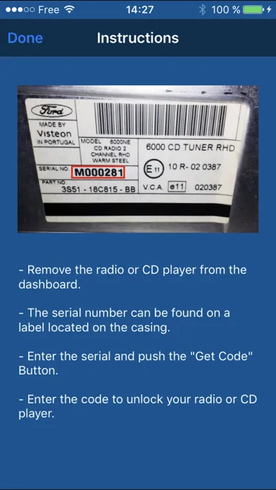 Скриншоты Ford M Radio Code Generator