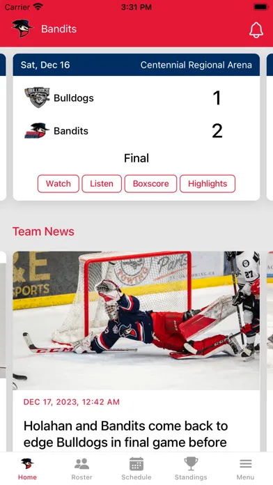 Capturas de tela do Brooks Bandits Official App