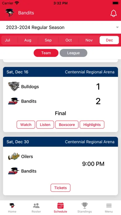 Capturas de tela do Brooks Bandits Official App