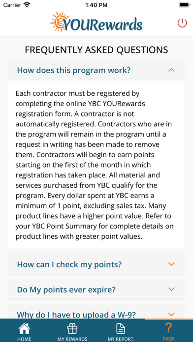 Ảnh chụp màn hình của YBC YOURewards