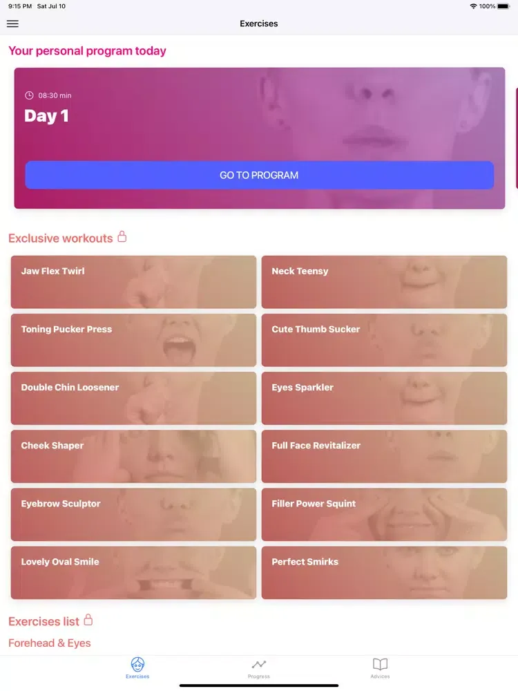 Face Yoga Exercise Lift App iPad 应用截图