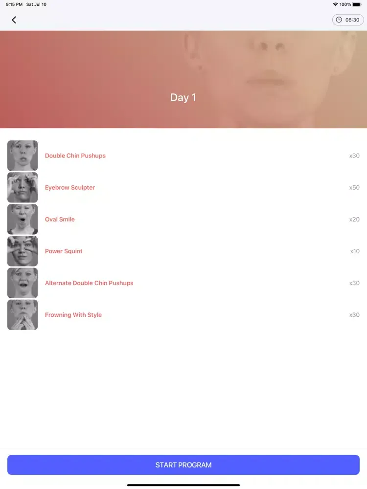 Face Yoga Exercise Lift App iPad 应用截图