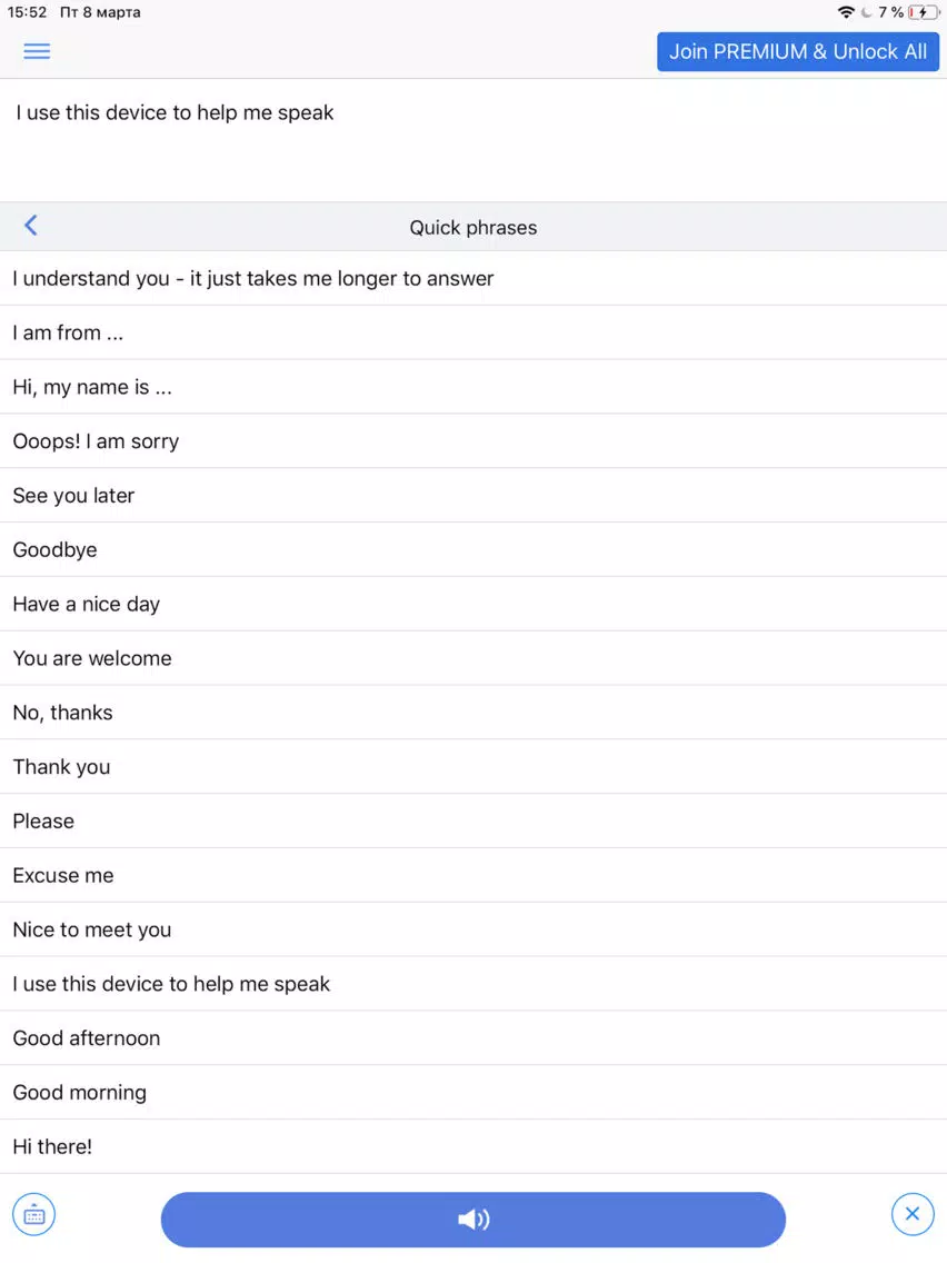 Capturas de tela do Text to Speech AAC Assistant iPad 