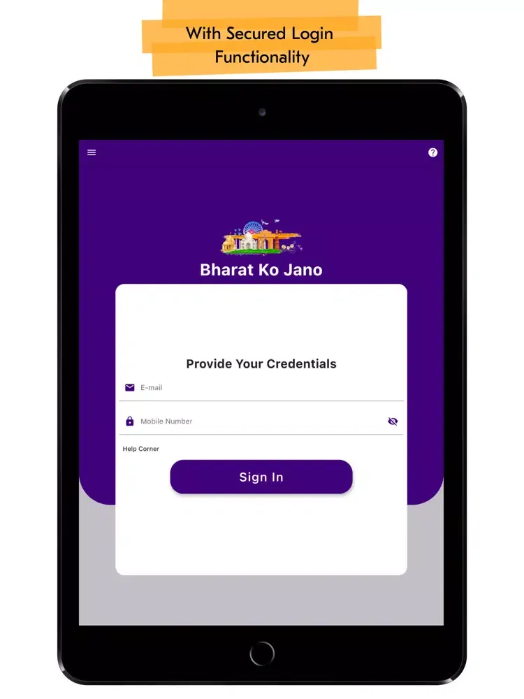 Capturas de tela do Bharat Ko Jano Quiz App iPad 
