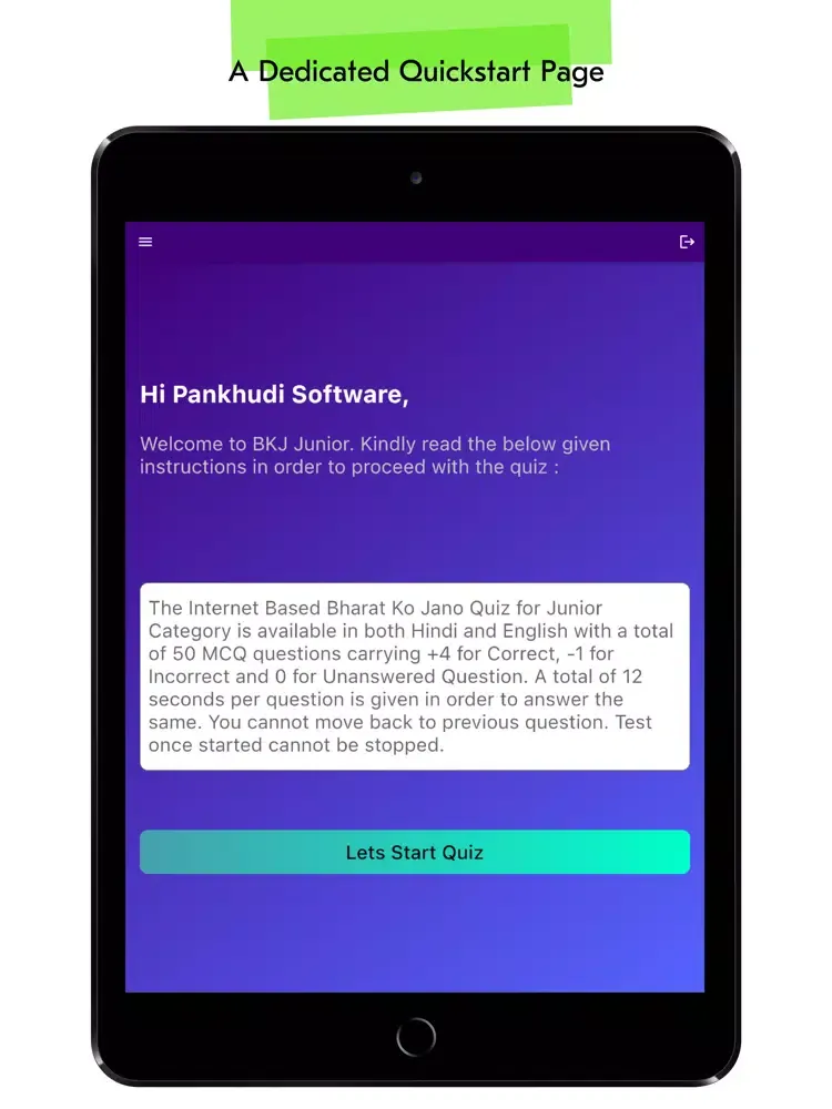 Capturas de tela do Bharat Ko Jano Quiz App iPad 