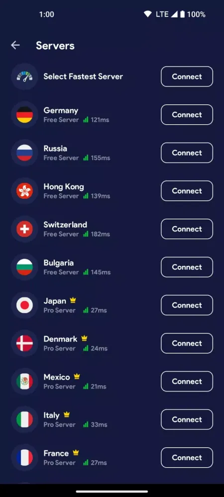 Capturas de tela do BYCOM VPN
