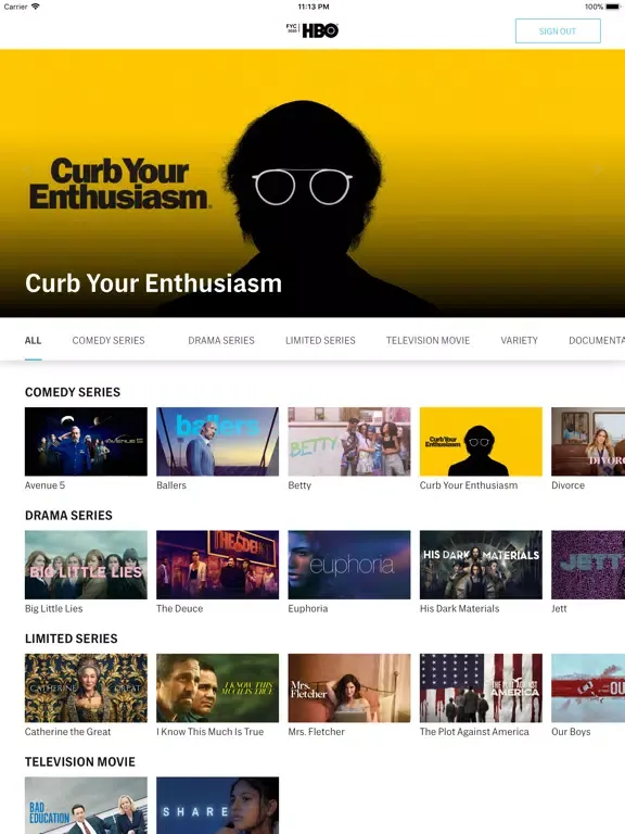 Скриншоты HBO FYC iPad 