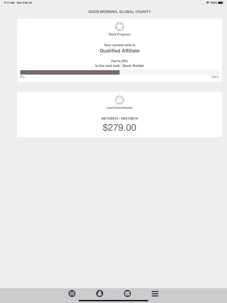 Tangkapan layar Global Younity iPad 