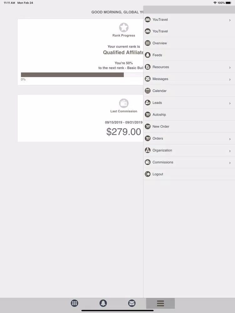 Tangkapan skrin Global Younity iPad 