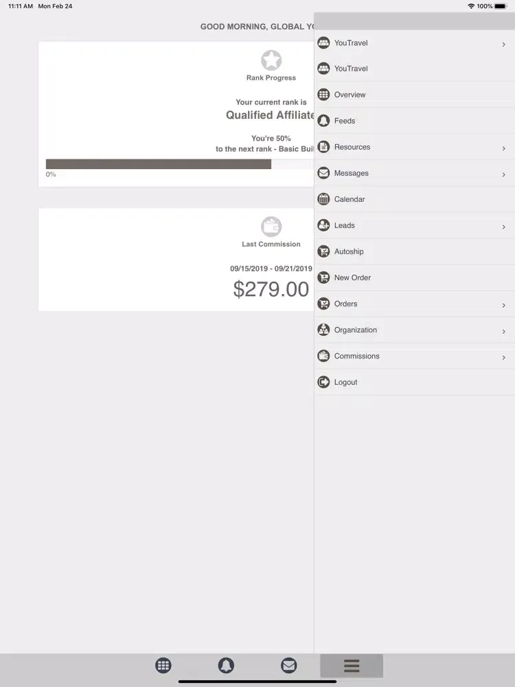 Tangkapan layar Global Younity iPad 