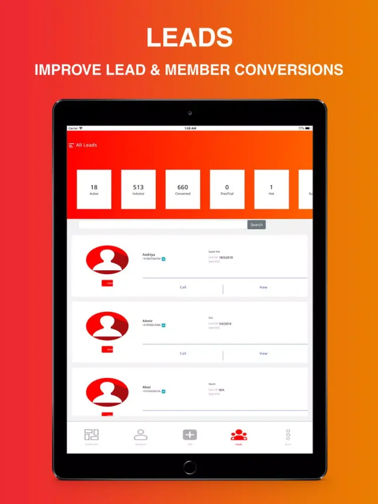 Ảnh chụp màn hình của BYG Pulse: Gym & Studio CRM iPad 