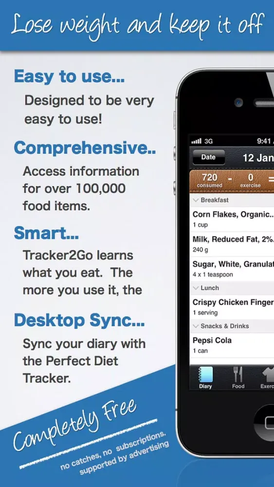 Tracker2Go Free - Calorie Counting on the Go স্ক্রিনশট