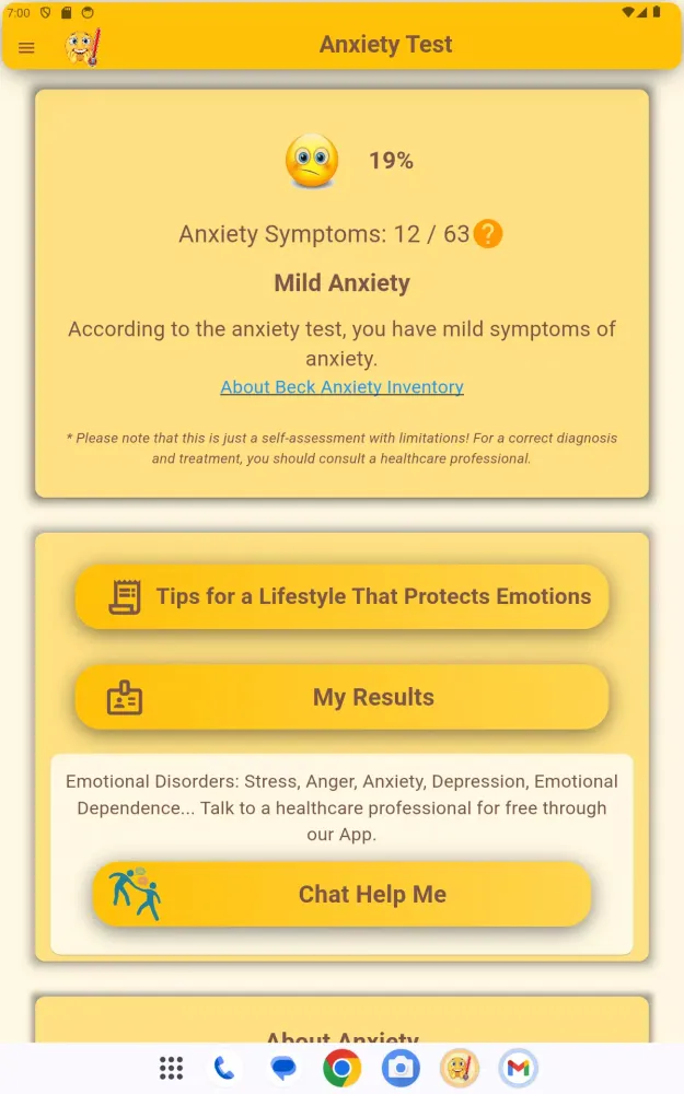 Anxiety Test Screenshots