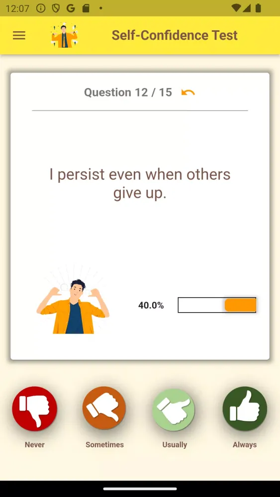 Captures d'écran de Self-Confidence Test