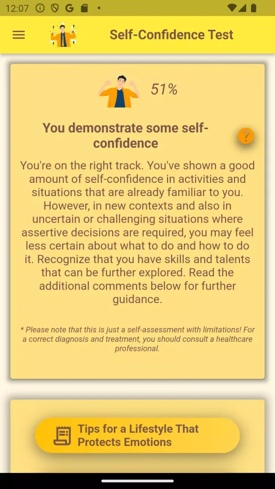 Captures d'écran de Self-Confidence Test