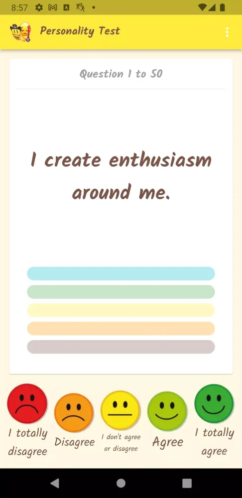 Personality Test Screenshots