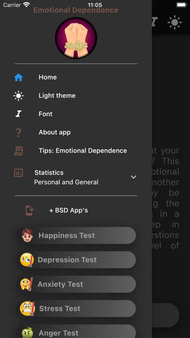 Captures d'écran de Emotional Dependency Test