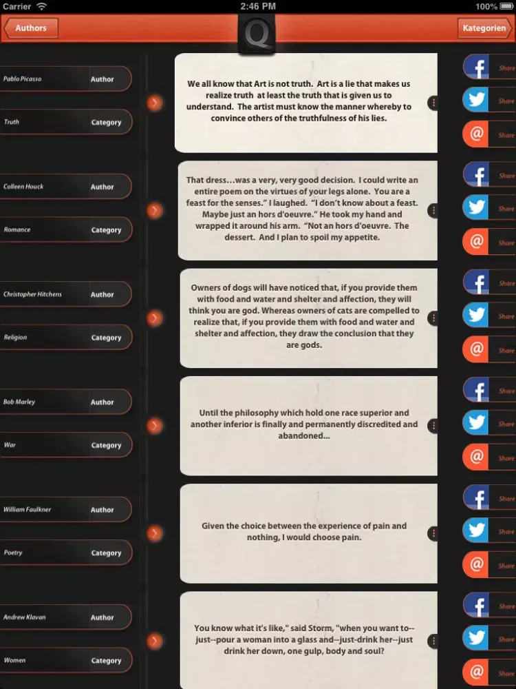 Zrzuty ekranu Popular Quotes! iPad 