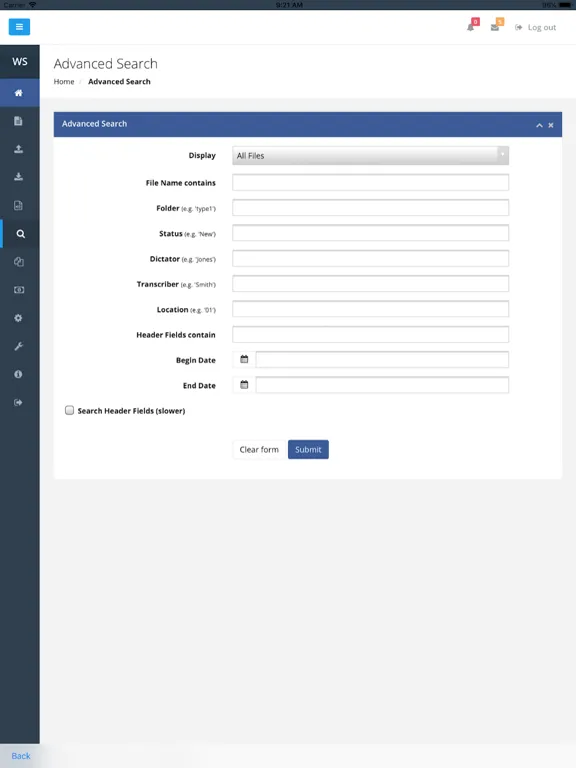 Zrzuty ekranu WebShuttle iPad 