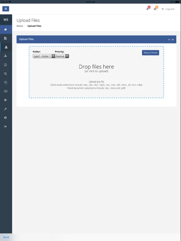 Zrzuty ekranu WebShuttle iPad 