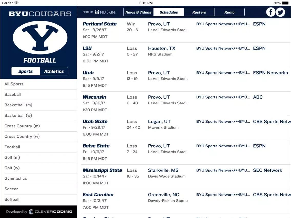 Screenshot di BYU Cougars iPad 