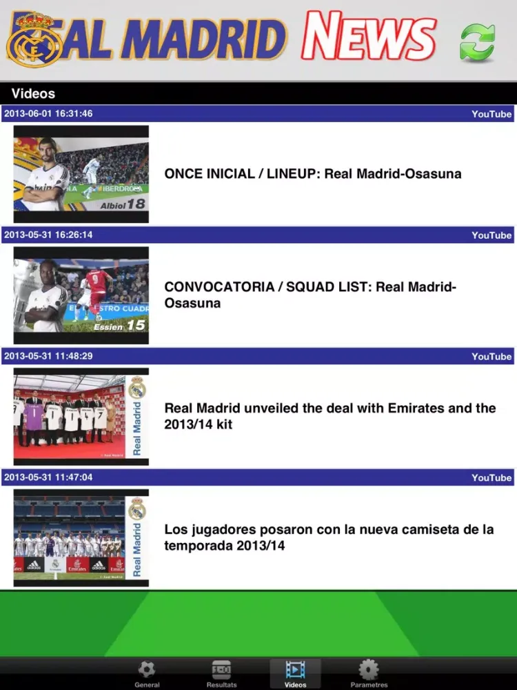 Ảnh chụp màn hình của Real Madrid News iPad 