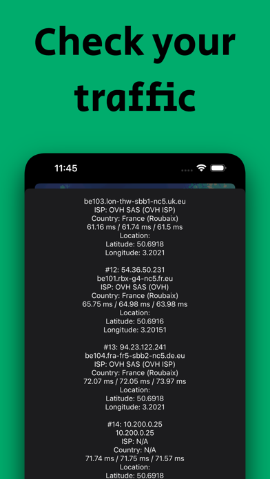 Zrzuty ekranu Geo Trace: Traceroute App