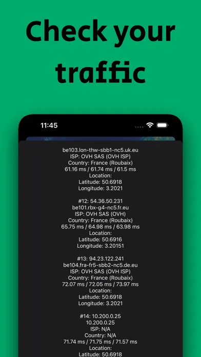 Capturas de tela do Geo Trace: Traceroute App