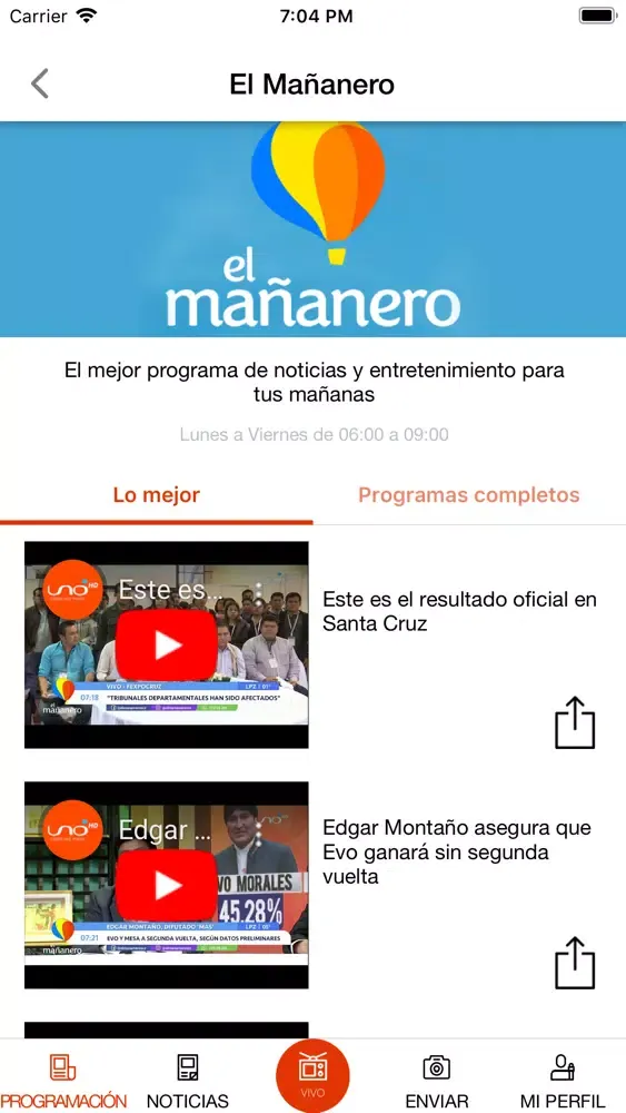 Screenshot di Red UNO de Bolivia