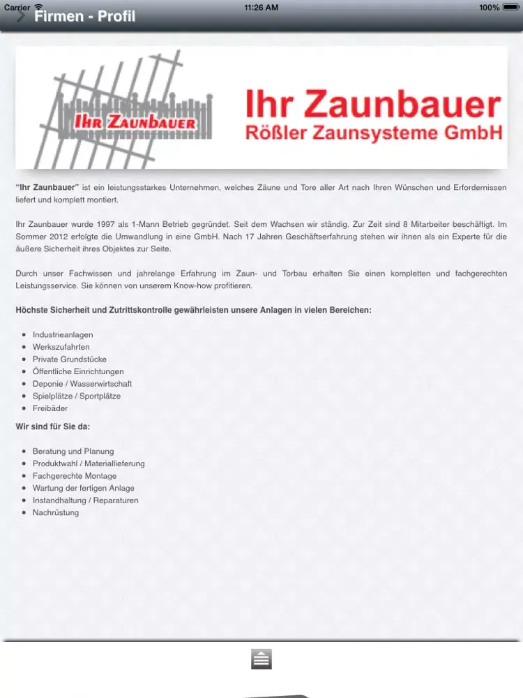 Tangkapan layar Ihr Zaunbauer iPad 