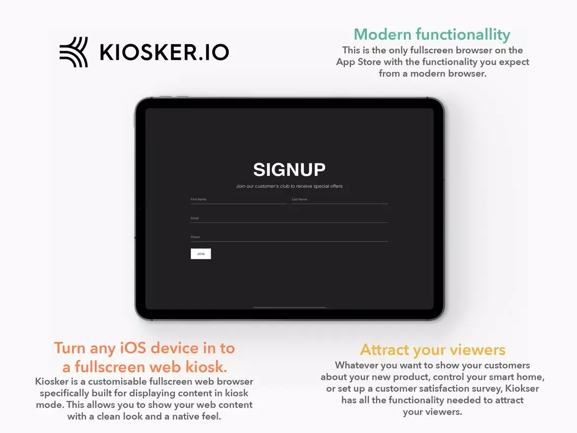 Capturas de tela do Kiosker.io Lite - Web Kiosk iPad 