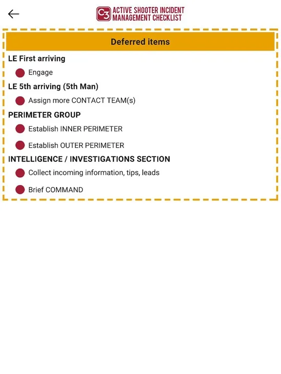 Ảnh chụp màn hình của ASIM Checklist iPad 