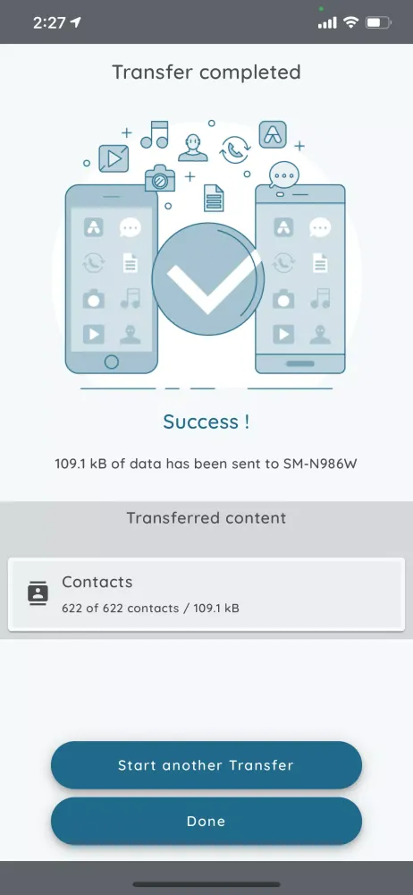 Device Content Transfer Screenshots