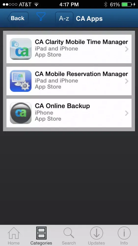 Скриншоты CA Mobile Device Management