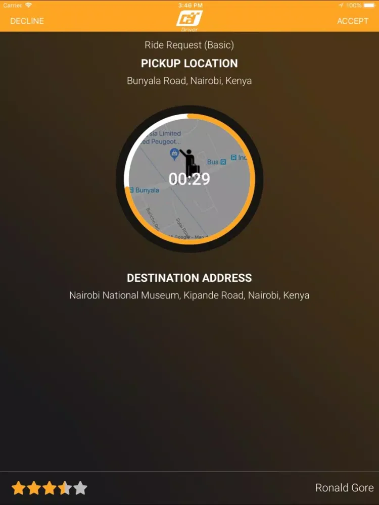 Ảnh chụp màn hình của CabAfrica Driver iPad 