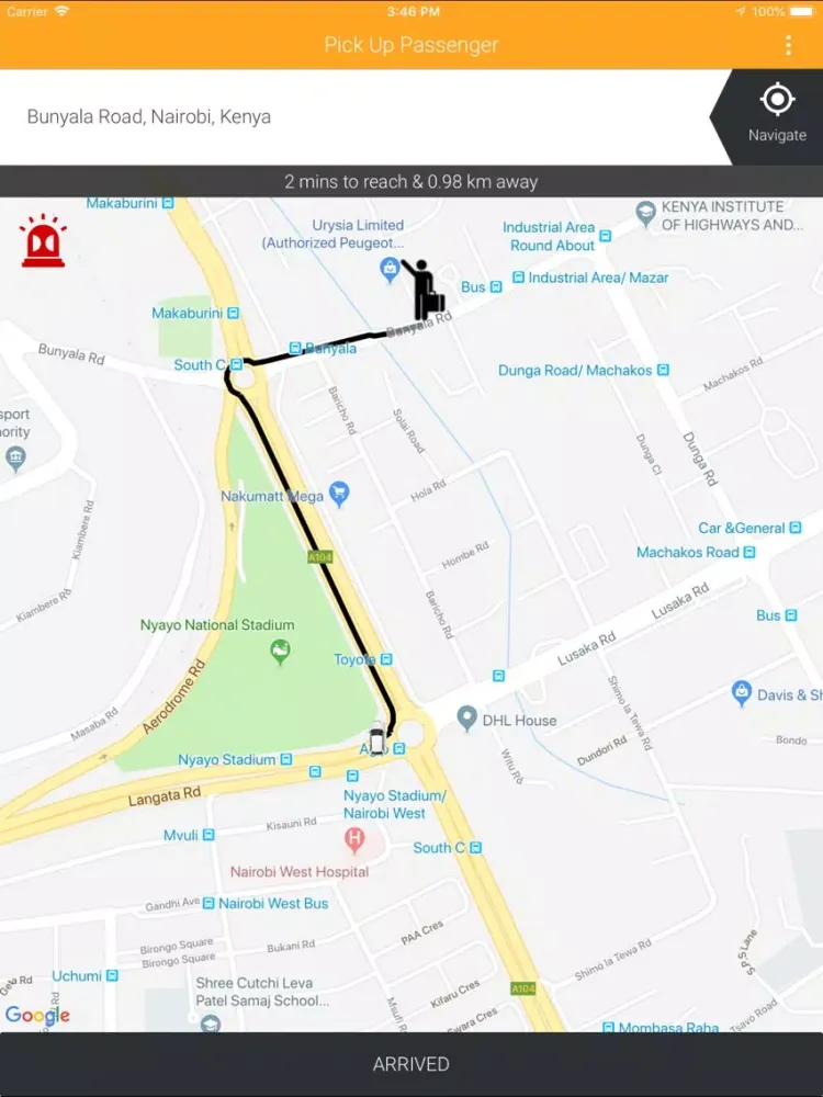 Ảnh chụp màn hình của CabAfrica Driver iPad 