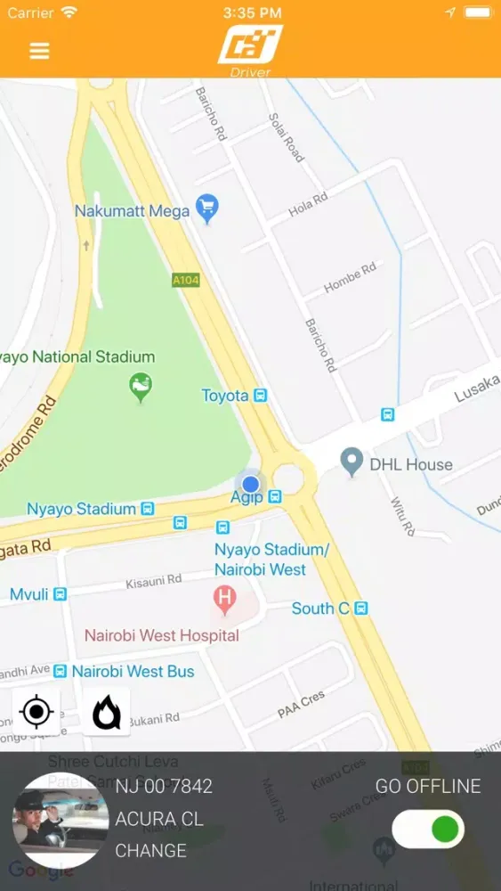 Ảnh chụp màn hình của CabAfrica Driver