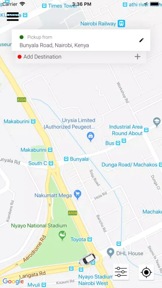 Ảnh chụp màn hình của CabAfrica