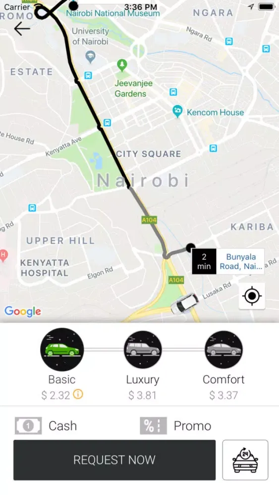 Ảnh chụp màn hình của CabAfrica
