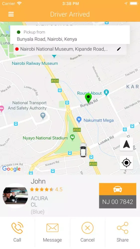 Ảnh chụp màn hình của CabAfrica
