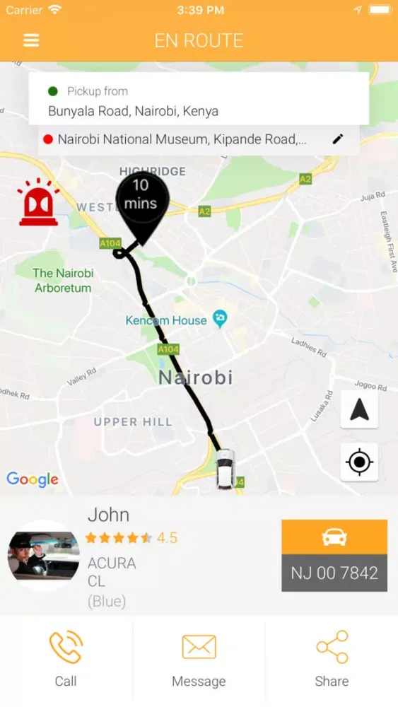 Ảnh chụp màn hình của CabAfrica