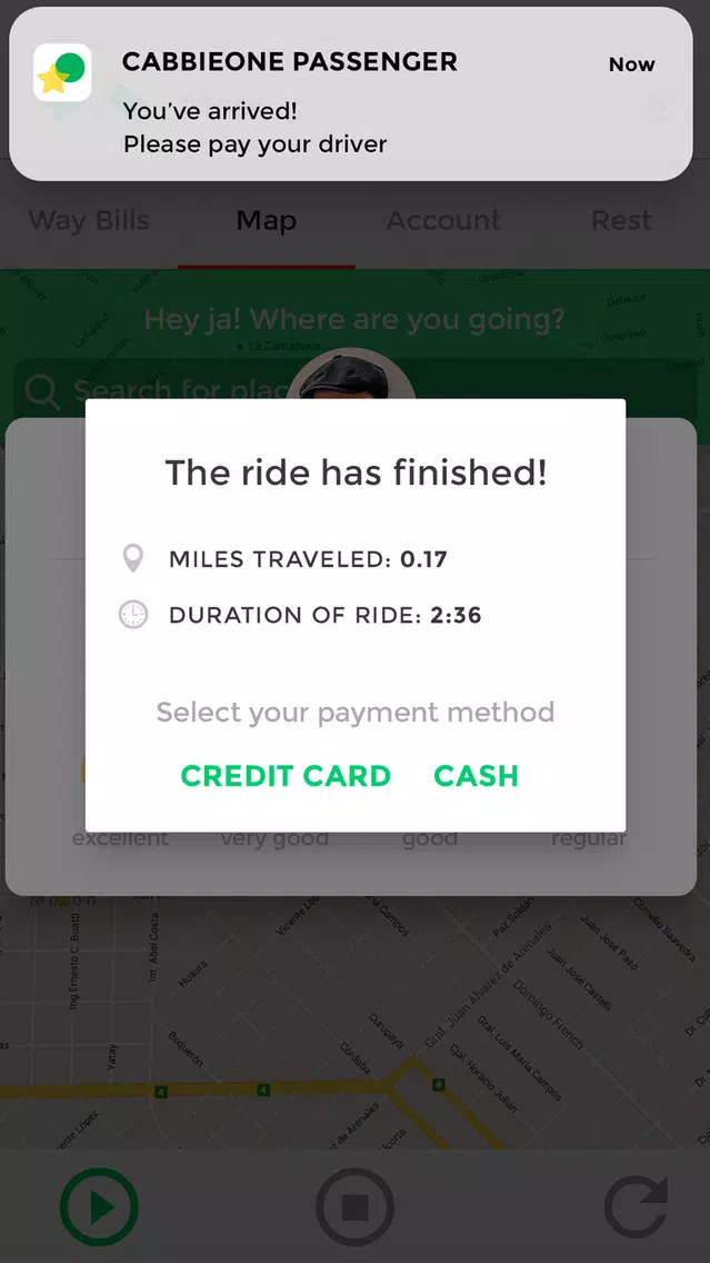 CabbieOne Passenger Screenshots