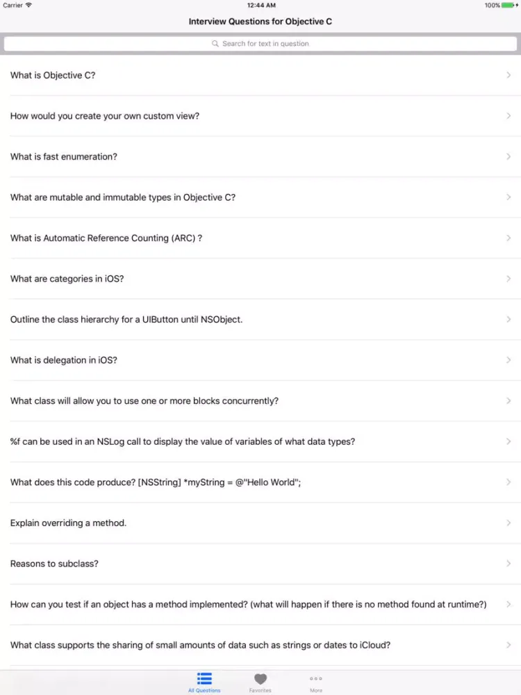 Interview Help for Objective C iPad 应用截图