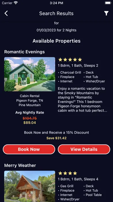 Captures d'écran de Cabins USA Guest App